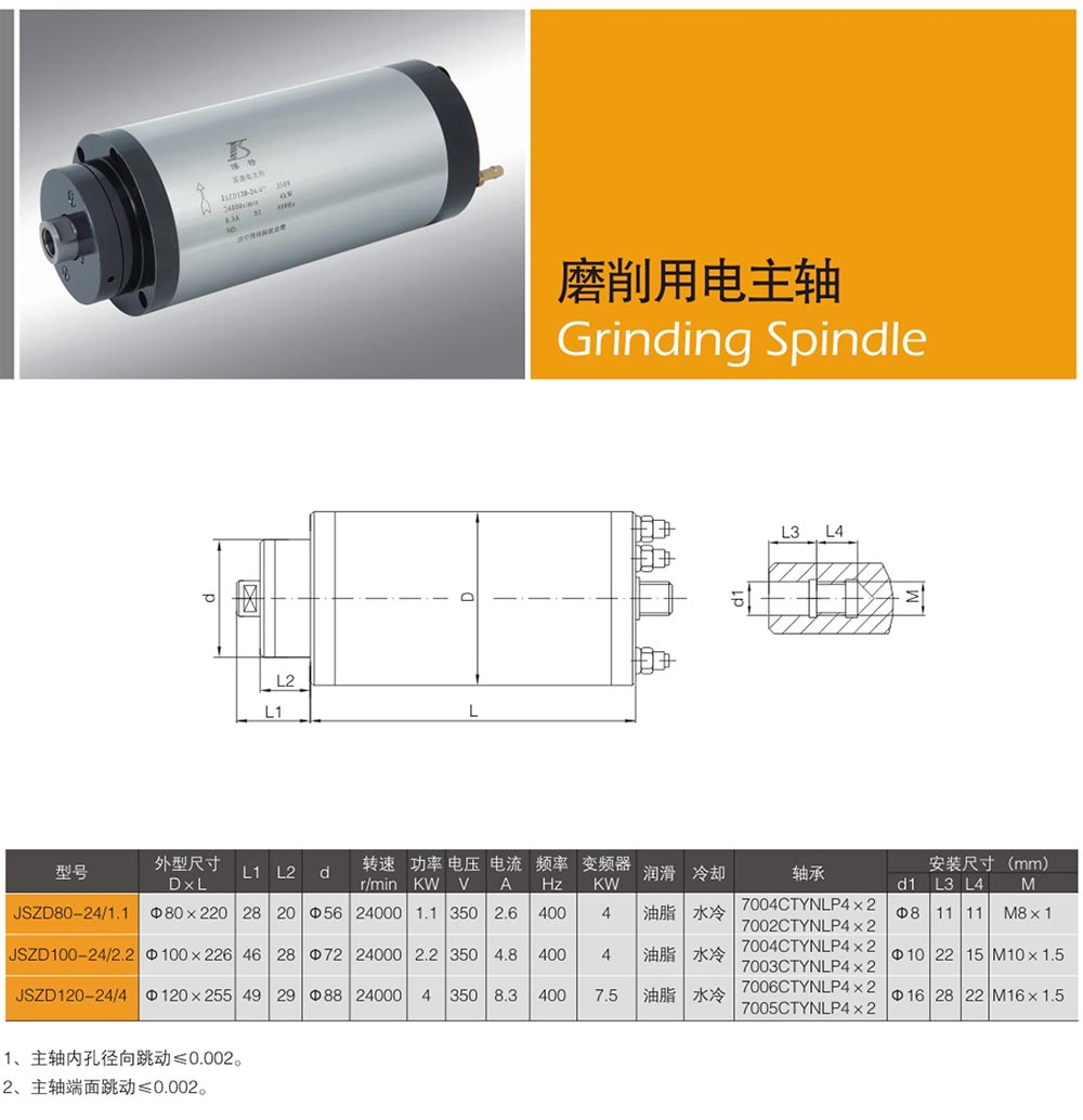 電主軸性能要求